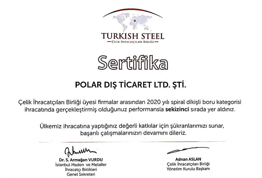 çelik distribütörü sertifikası
